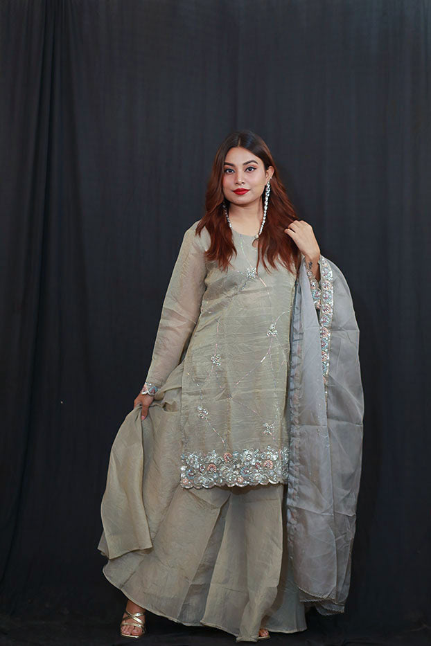 Silver Mist Shalwar Kameez Set
