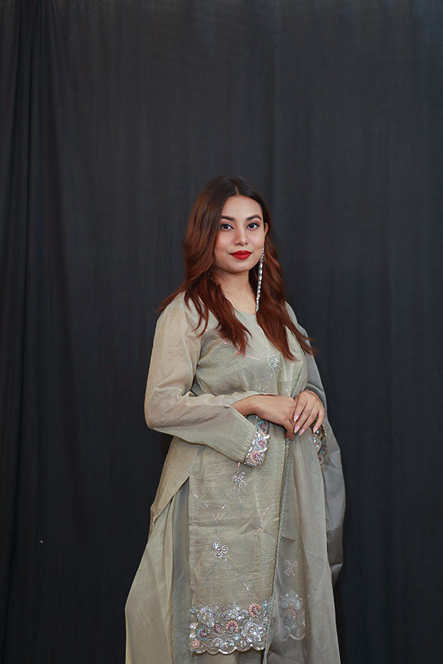 Silver Mist Shalwar Kameez Set