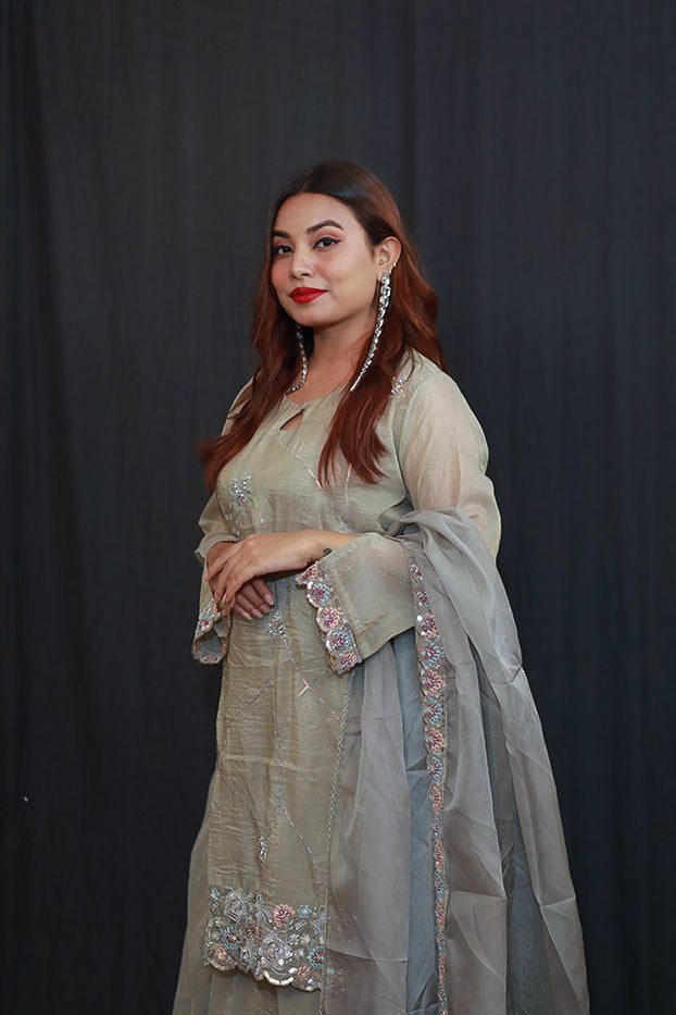 Silver Mist Shalwar Kameez Set
