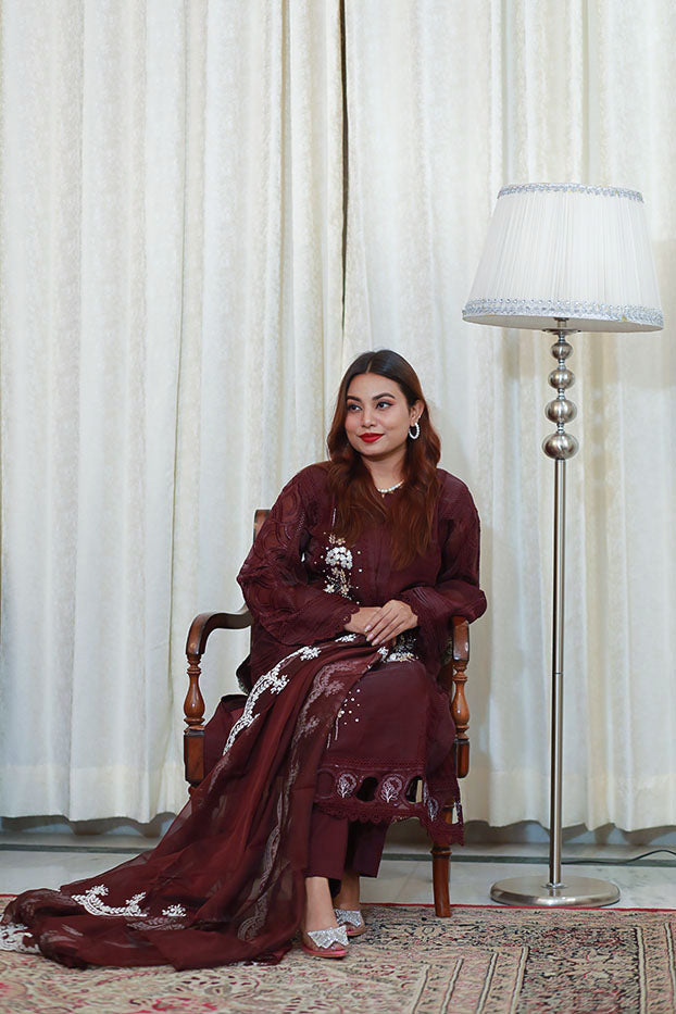 Maroon Majesty Shalwar Kameez Set