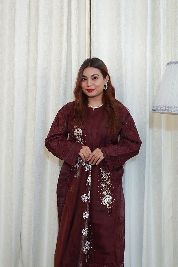 Maroon Majesty Shalwar Kameez Set