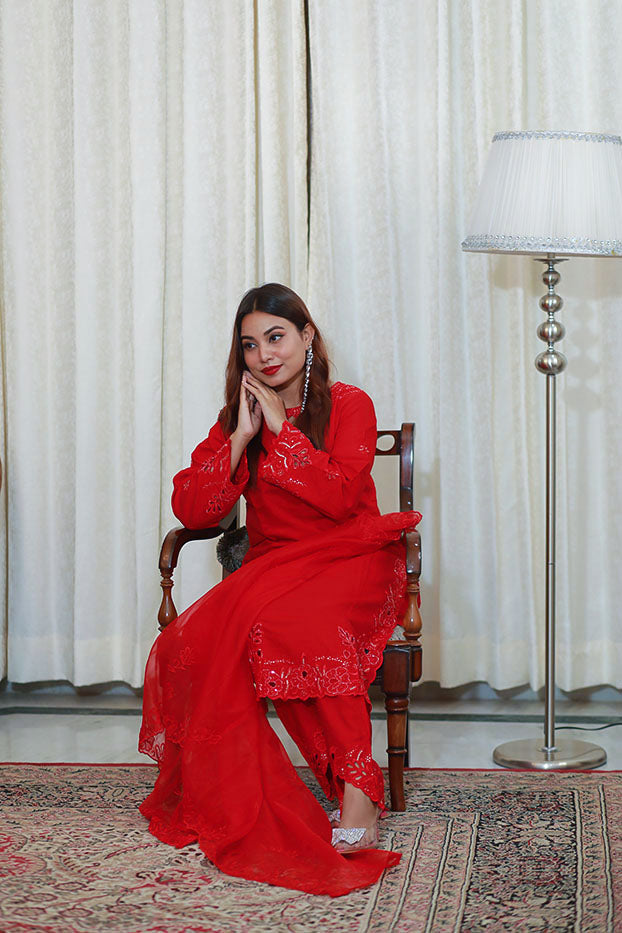 Crimson Elegance Shalwar Kameez Set