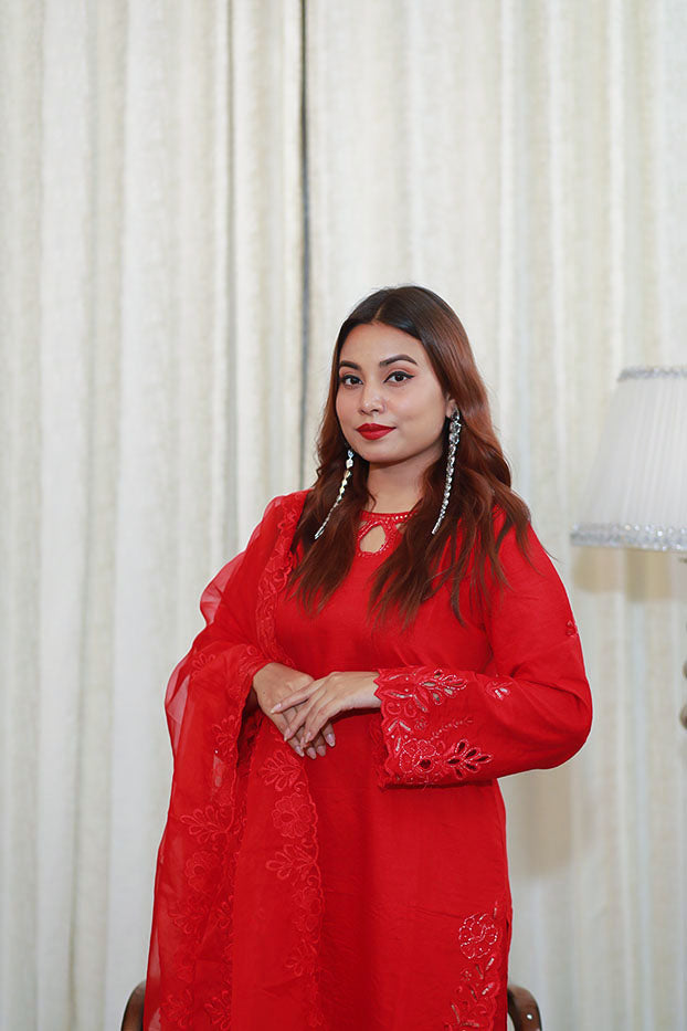 Crimson Elegance Shalwar Kameez Set
