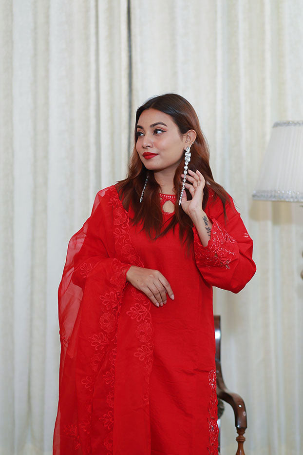 Crimson Elegance Shalwar Kameez Set