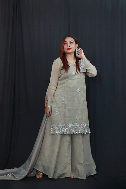 Silver Mist Shalwar Kameez Set