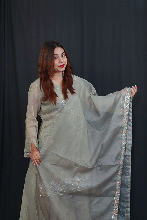 Silver Mist Shalwar Kameez Set