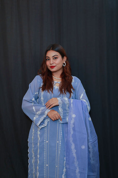 Sky Bloom Shalwar Kameez Set