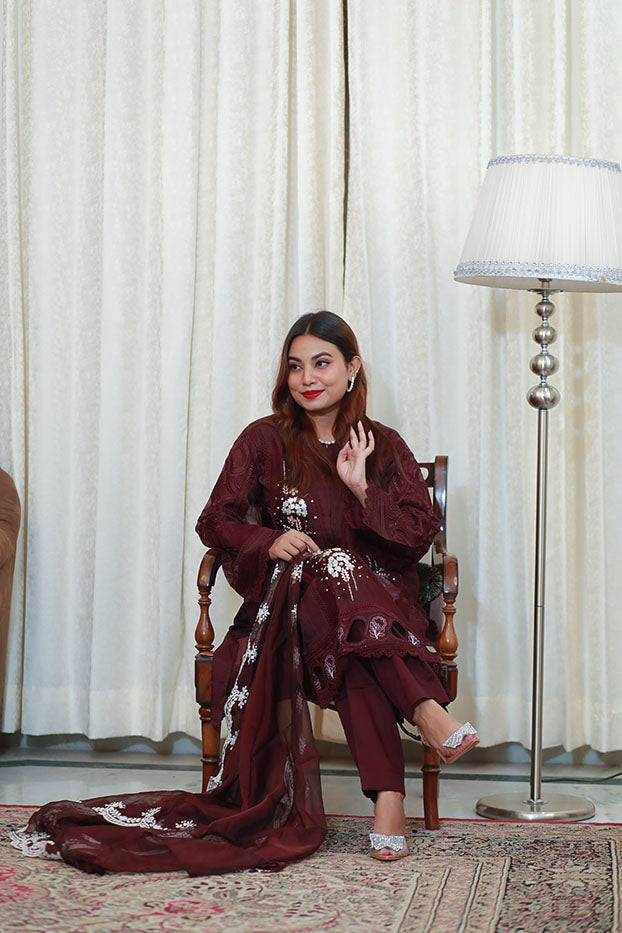 Maroon Majesty Shalwar Kameez Set