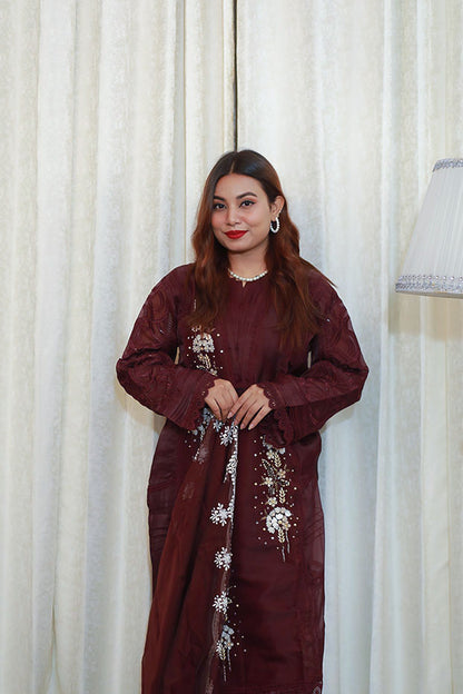 Maroon Majesty Shalwar Kameez Set